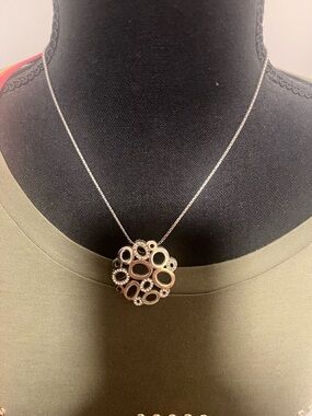 Brighton Calliope Necklace Silver & Gold Pendant W/Swarovski Crystal